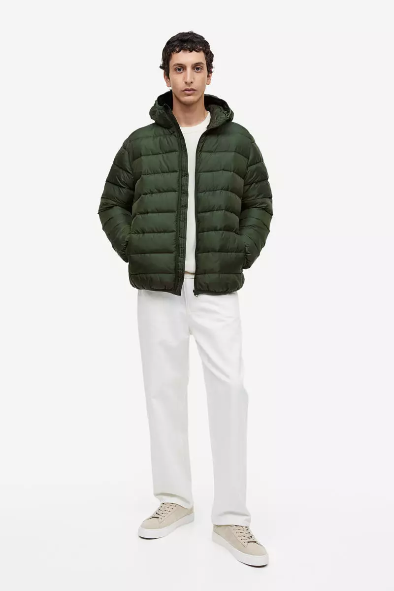 Green padded jacket men clearance