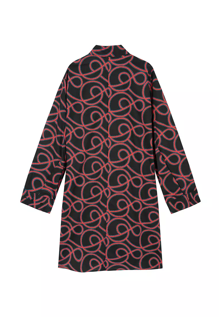 H型寬鬆日常休閒長袖連衣裙