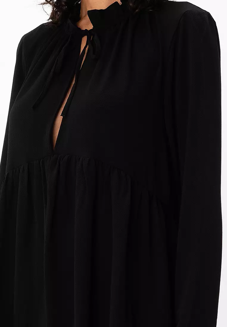 Pie Crust Neckline Tiered Smock Mini Dress