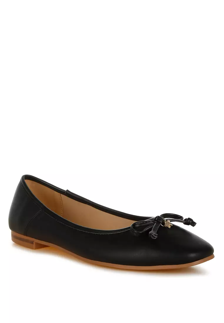 Faux Leather Casual Ballerinas in Black