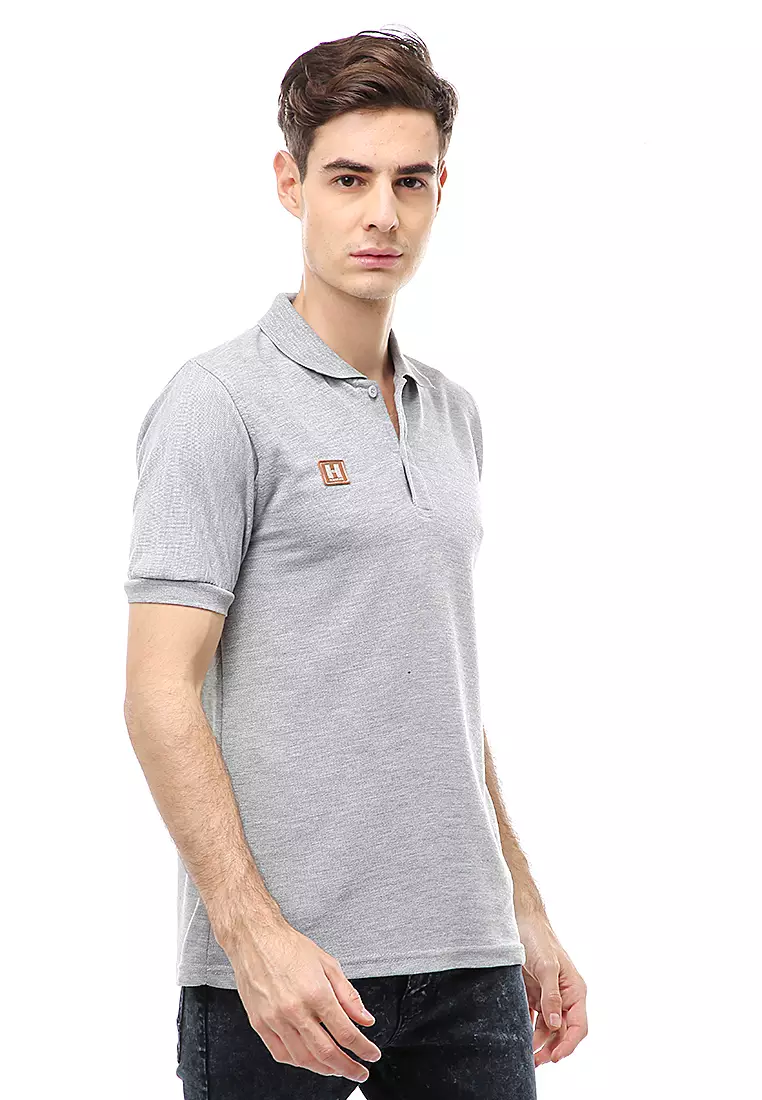Jack Atasan Formal Pria T-Shirt Kaos Polo Polos Lengan Pendek Material Cotton ORIGINAL - Light Gray