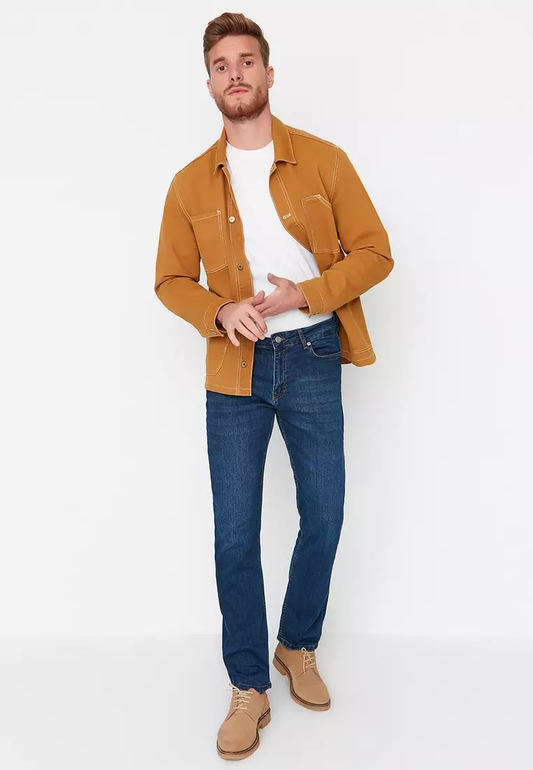 Indigo Stretchy Fabric Regular Fit Jeans Denim Trousers TMNAW23JE00036