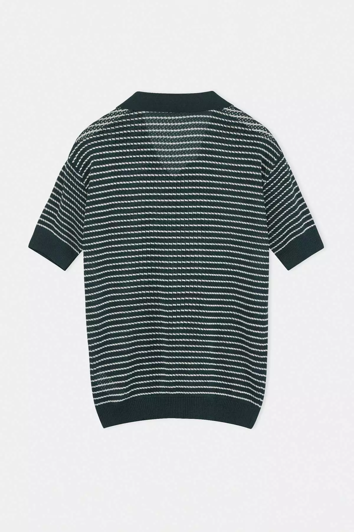 Emerald Green Relaxed Polo Neck Striped Polo Neck T-Shirt Tmnss23Po00026