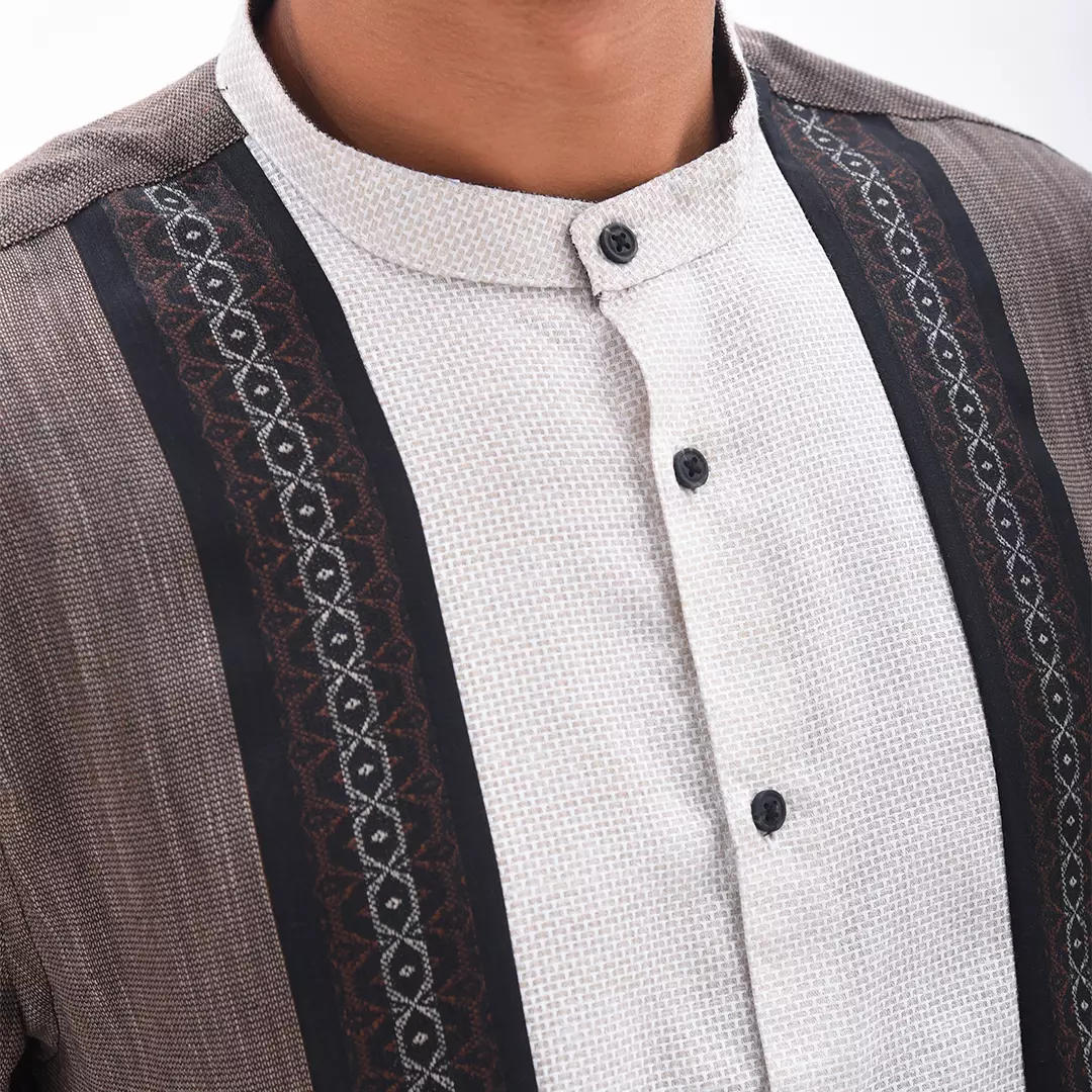 MANZONE Kemeja Koko Lengan Pendek Pria DAFFA - BROWN Ukuran S