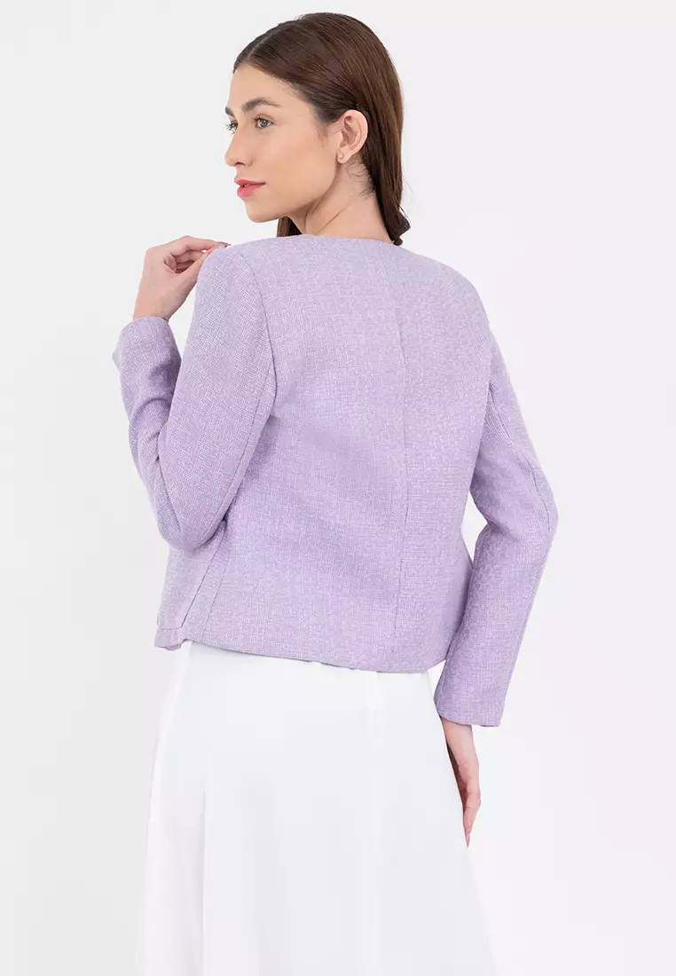 Cropped Round Neck Elegant Blazer