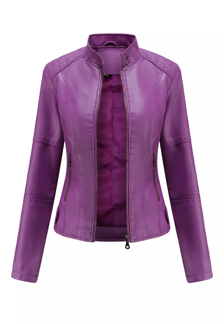 Purple moto sale jacket women's