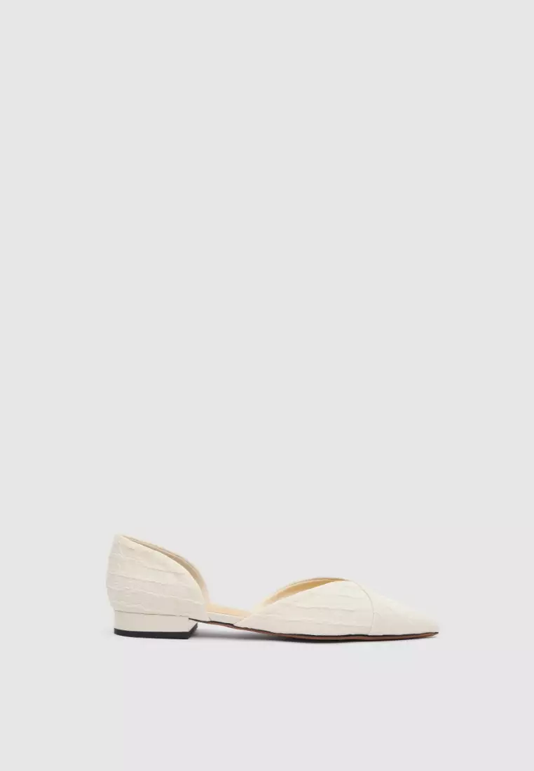 White peep toe flat shoes on sale