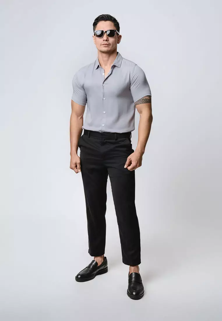 Viscose Light Grey Casual Shirt SS