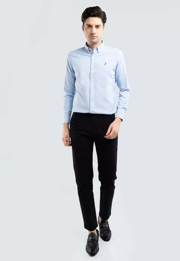 Polo Haus - Men’s Cotton Mix Regular Fit Flat Front Cotton Pant