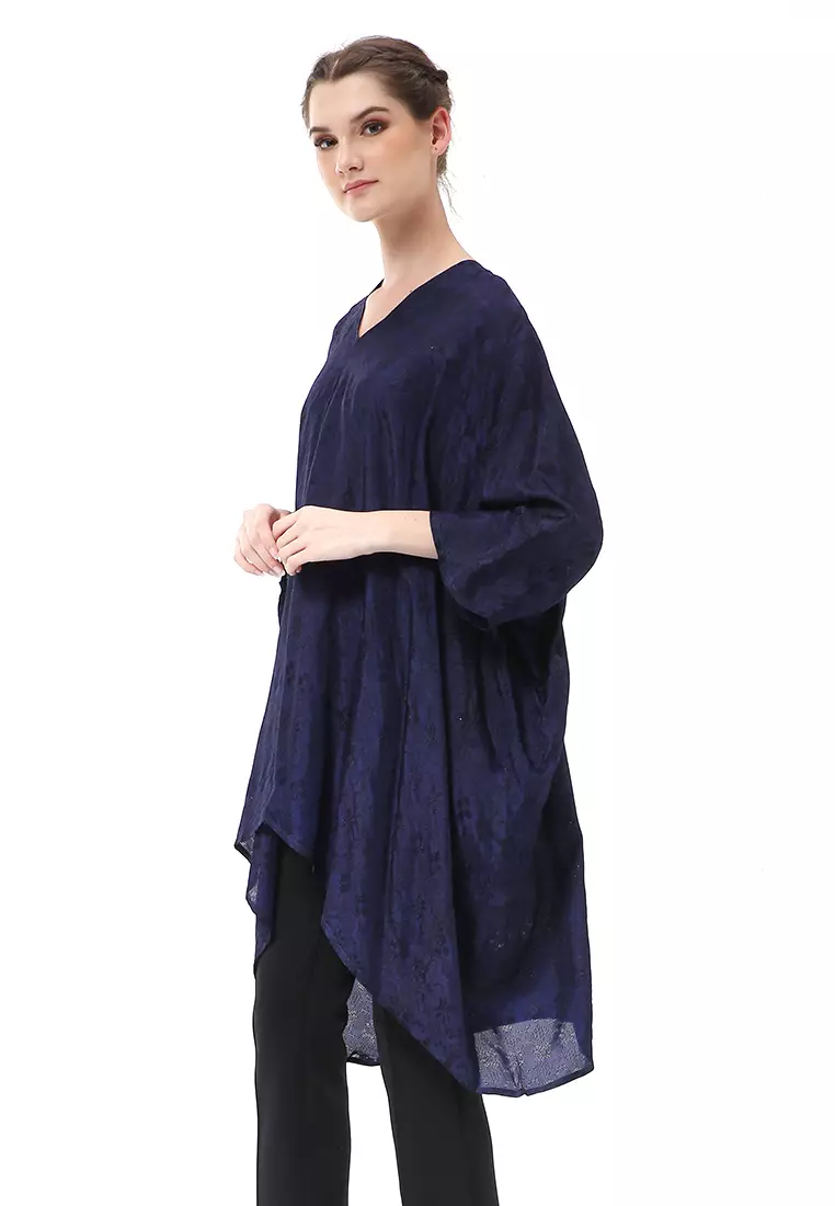Olaf Atasan Wanita Tunik Kebaya Batik Simple Material Viscose ORIGINAL - Navy