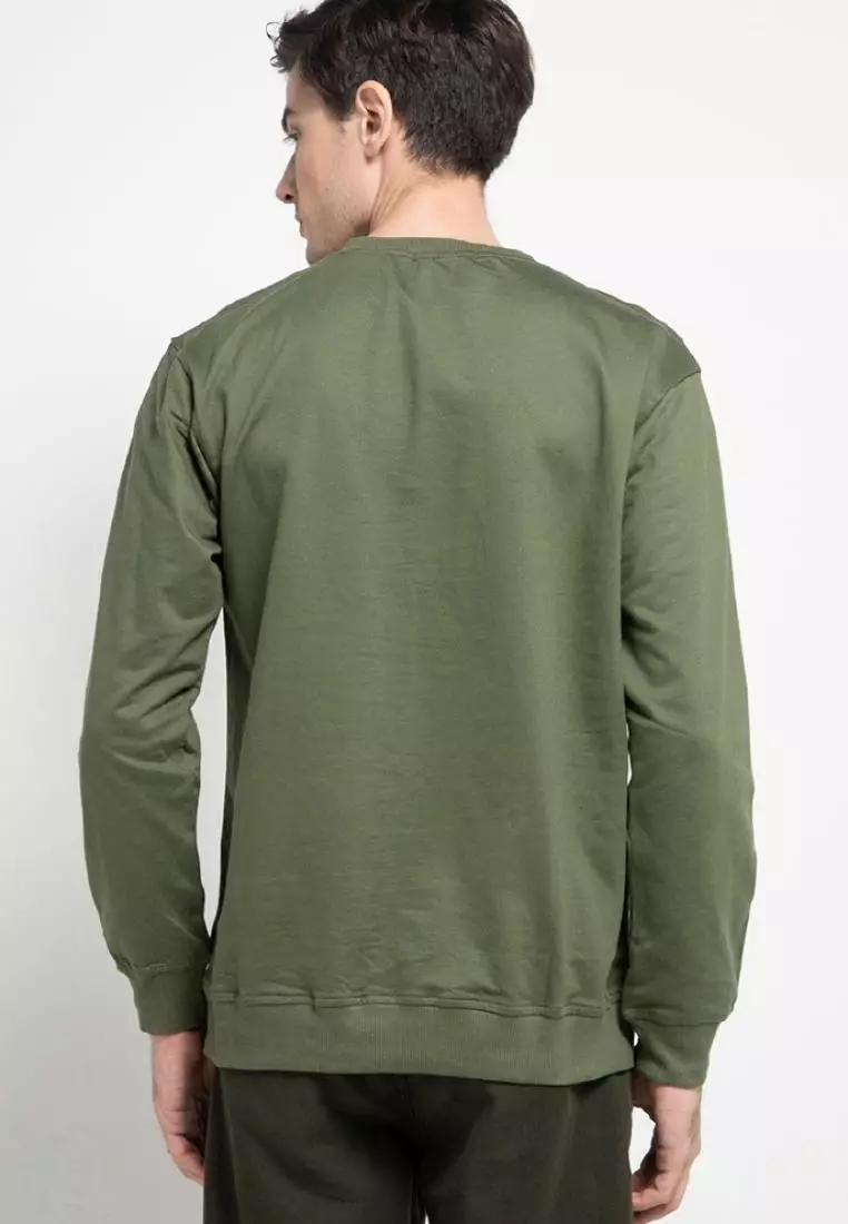 MO196 Thirdday sweater casual pria dateng daijiro hijau army