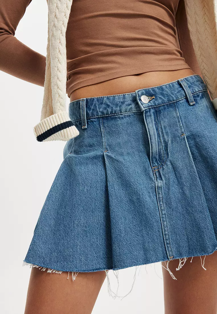 Buy Cotton On Pleated Denim Mini Skirt 2025 Online | ZALORA
