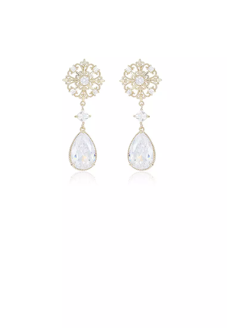 Gold cubic zirconia drop earrings hot sale