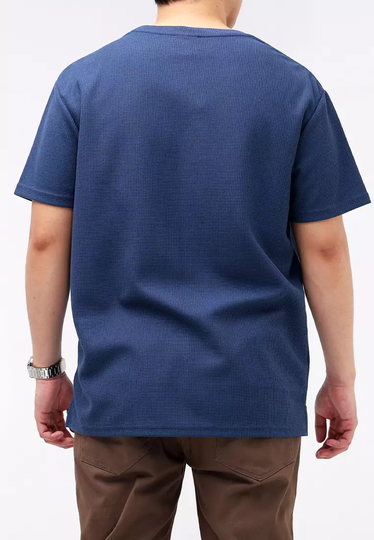 Round Neck Waffle Tee Short Sleeves