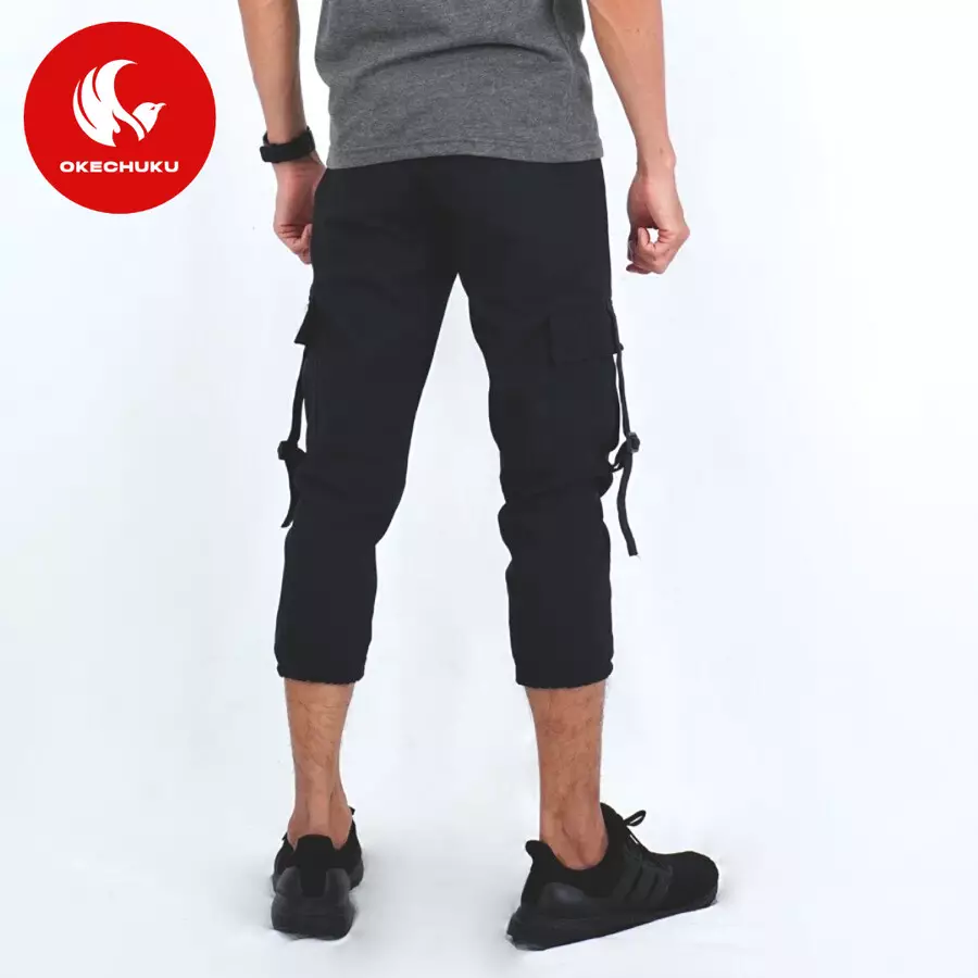 OKECHUKU Firman Celana Cargo Pria 3/4 Cargo Jogger Ankle Cargo Slimfit