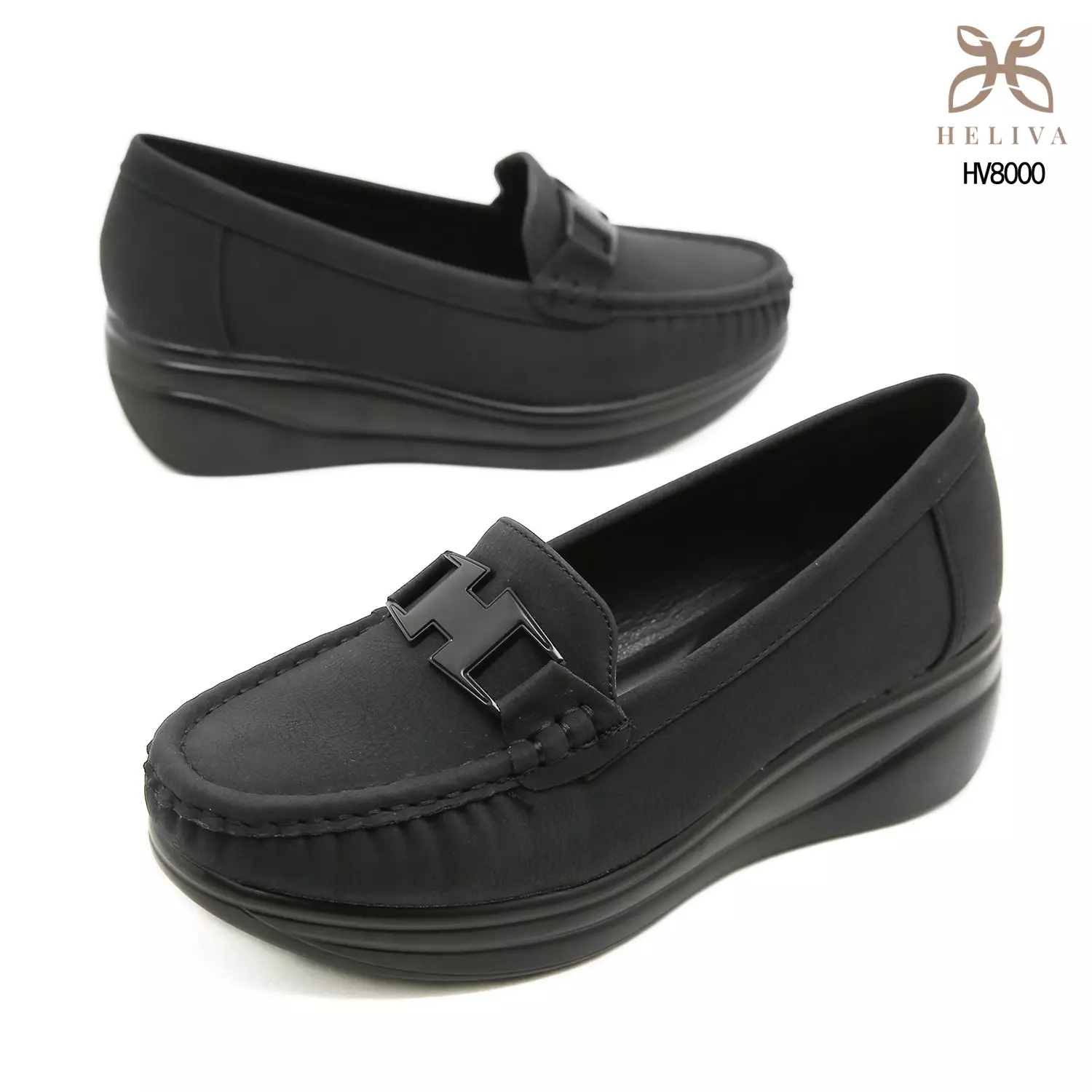 HELIVA HILARY Minimalist H-Accent Wedge Loafers for Women HV8000