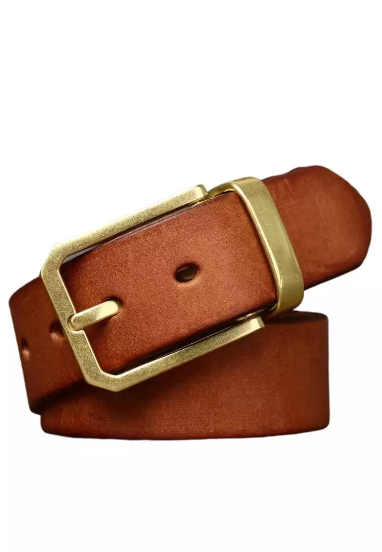 3.8CM Fashion Male High Quality Genuine Leather Belt Luxury Designer Belts  Men New Copper Buckle