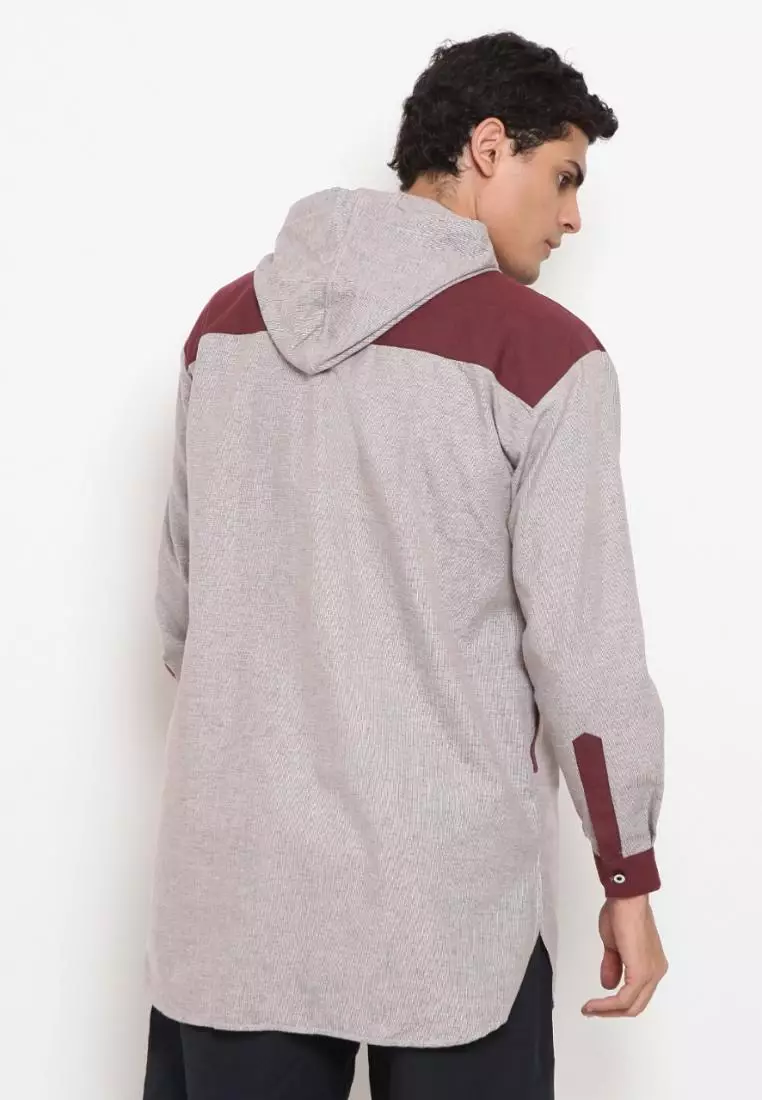 Zayidan Baju Koko Gamis Muslim Pria Zubair Hoodie - Pink