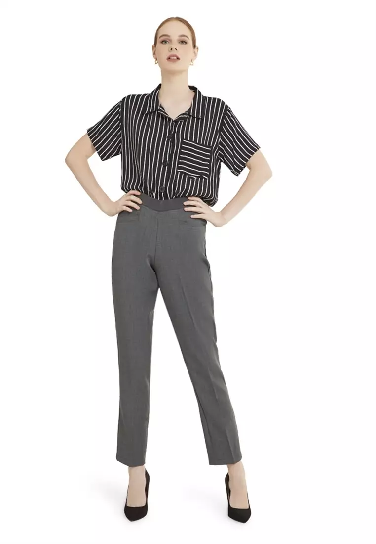 Celana Panjang Long Pants Bawahan Wanita Quality Premium - Grey