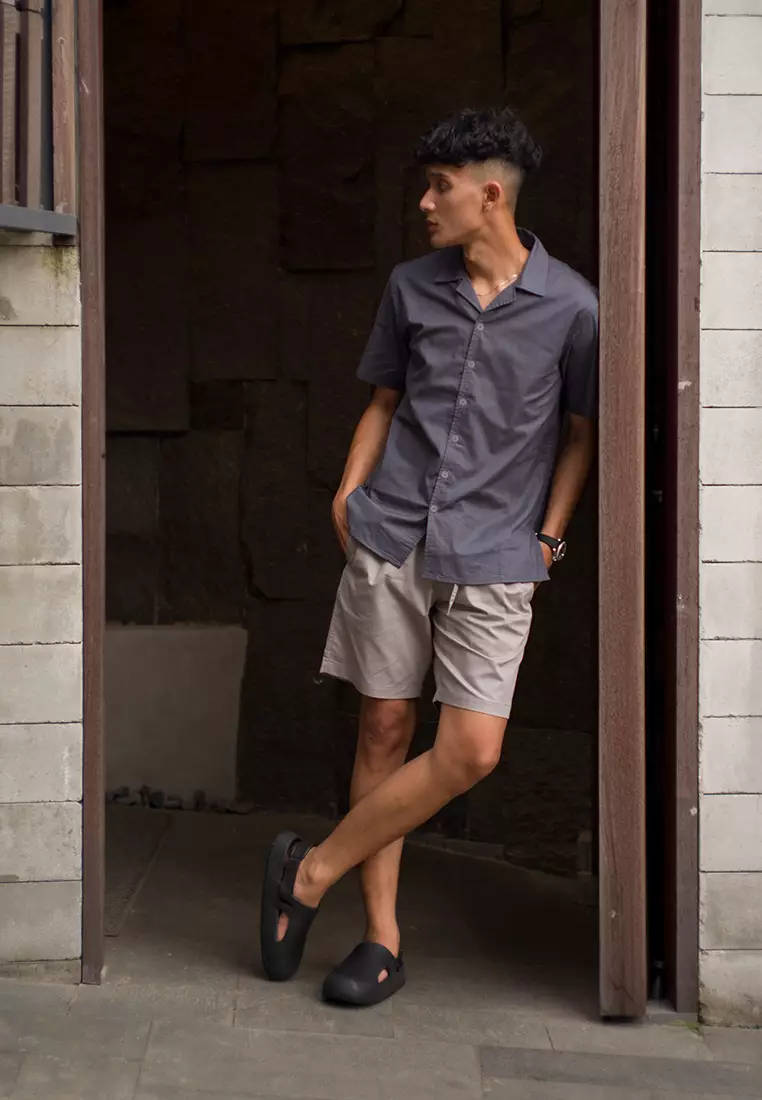 Kemeja pendek pantai OXCON summer shirt Rock Grey
