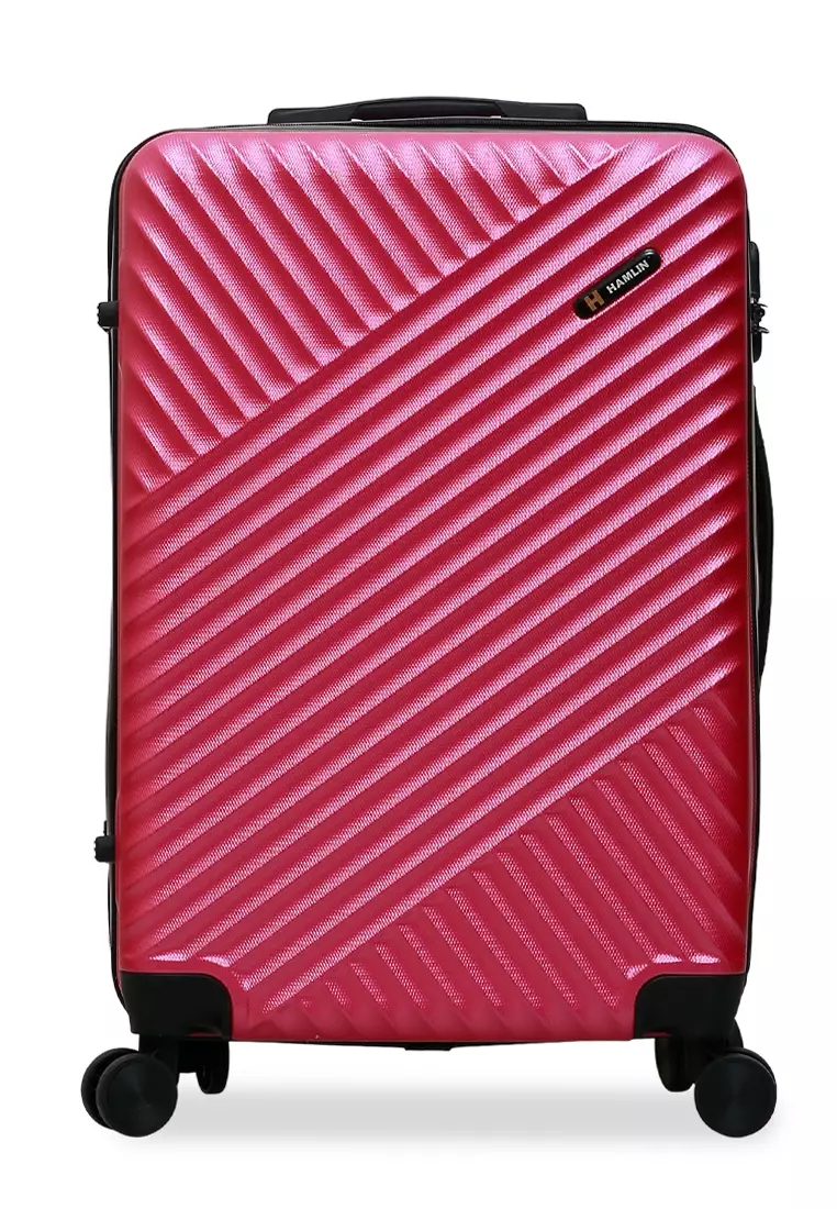 Isvara Tas Koper One Set Unisex Large Compartment Suitcase Number Code Locking Material Fiber ABS ORIGINAL - Pink