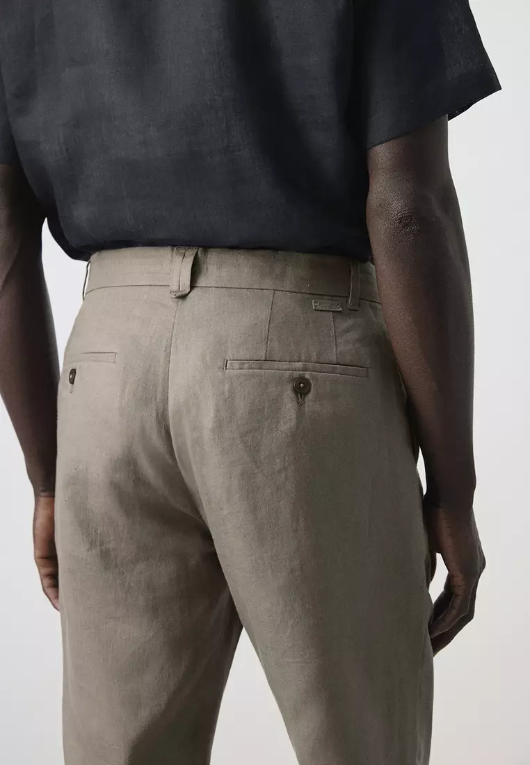 Slim-Fit 100% Linen Trousers