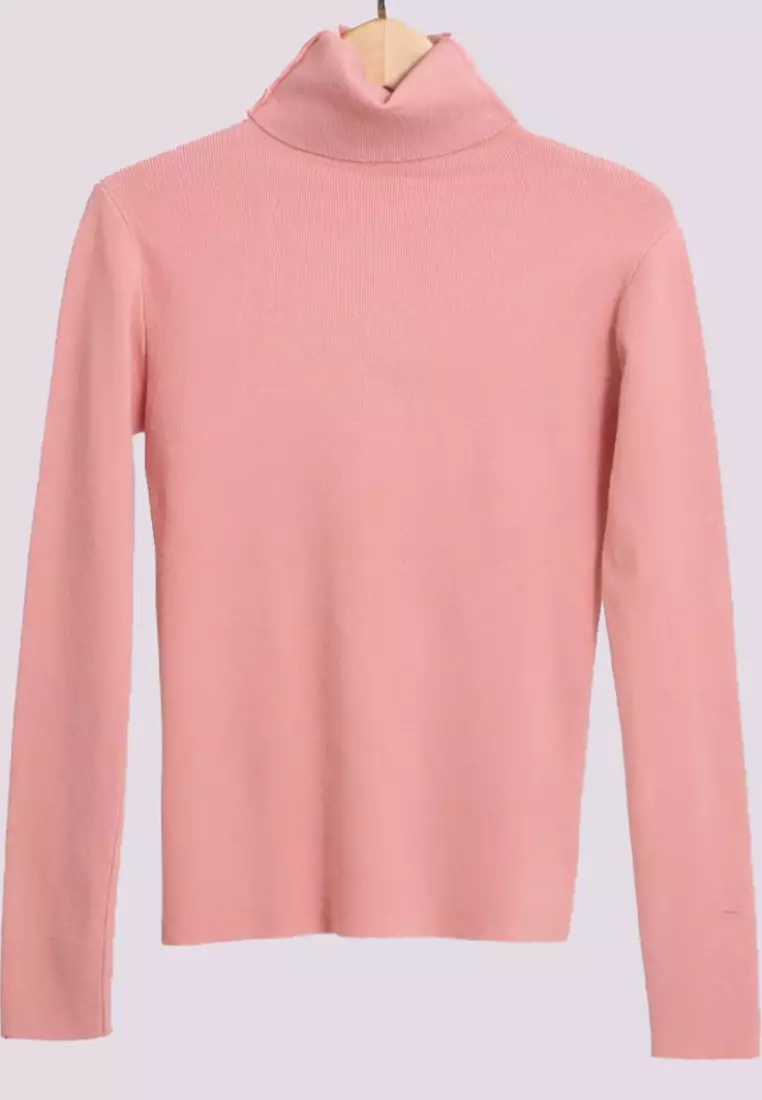 Avrora Turtleneck Knit Blouse in Pink