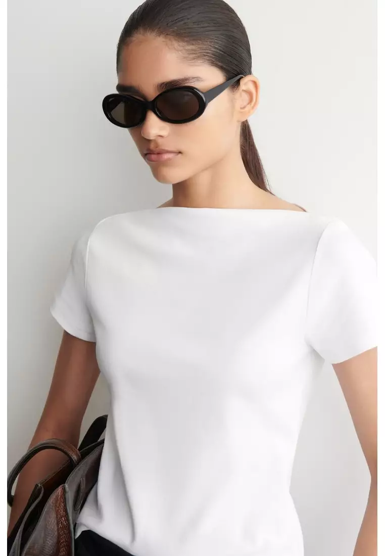 SLIM BOAT-NECK COTTON T-SHIRT