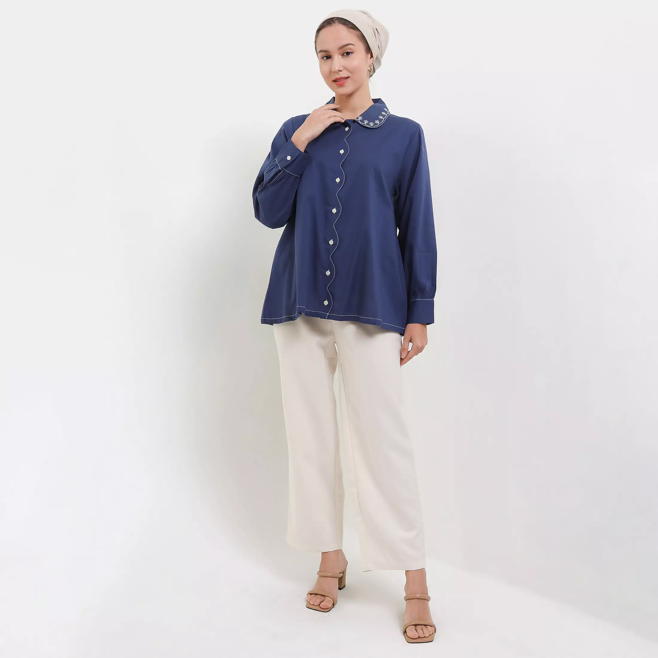 MFMW Rosine Atasan Blouse Navy
