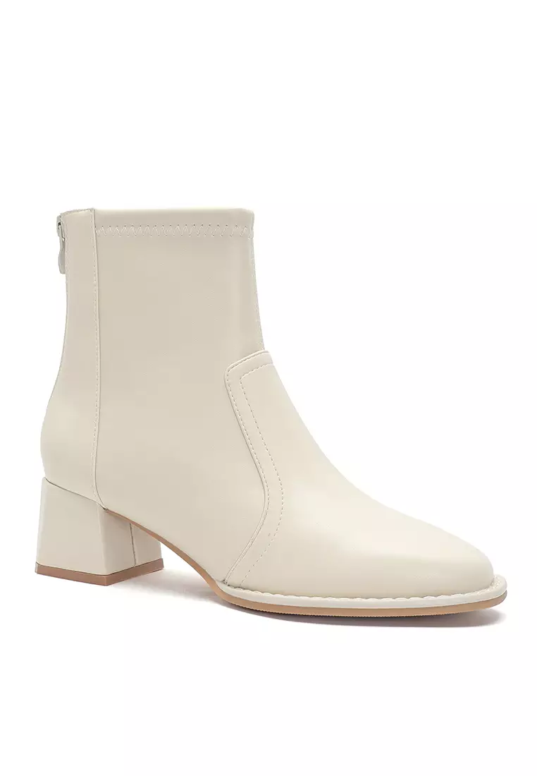 5CM Square Toe Synthetic Leather Ankle Boots 850-1