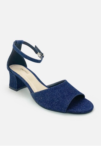 Benitz navy Women Ankle Strap Pointed Peep Toe Casual 09771SHF35C50BGS_1