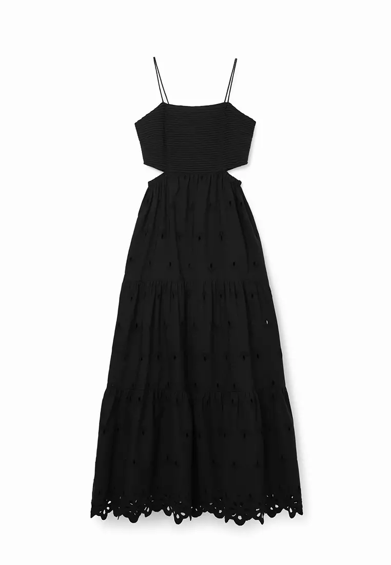 Desigual Woman Long embroidered cut-out dress.