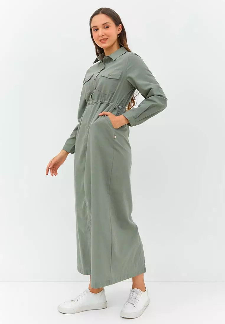Jual Graphis GRAPHIS Waist Pull Drawstring Maxi Dress Green Original ...