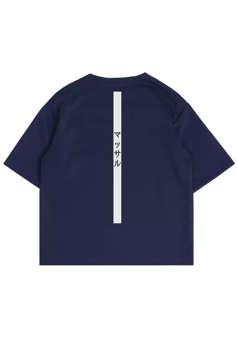 MTV89 Kaos Oversize Gym Scuba Drifit Gambar Punggung "muscle katakana" navy