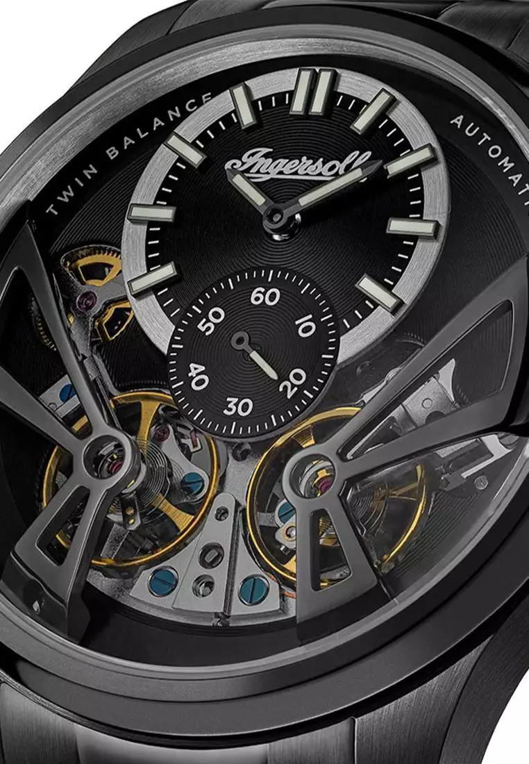 (FREE GIFT) Ingersoll The Naismith Black Stainless Steel Analog Automatic Watch For Men INI16102 IC003GW-GWP
