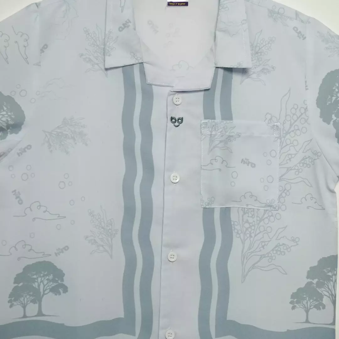 Rabbani - Kemeja Koko Kemkid Anak Laki-Laki Lengan Pendek Bani Batuta Akash - Dusty Blue
