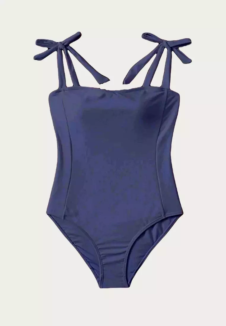 Buy Blue Palm Silo Shoulder Knot One Piece Swimwear 2024 Online