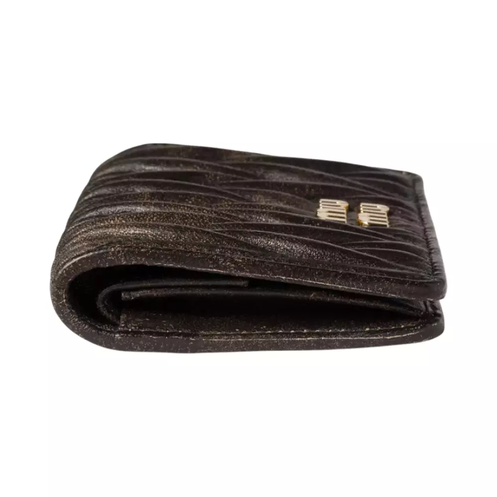 Small Matelassé Nappa Leather Wallet Coffee
