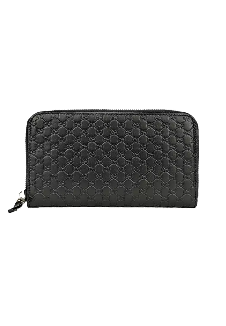 Buy Gucci GUCCI Unisex Black Microguccissima GG Logo Leather Zip
