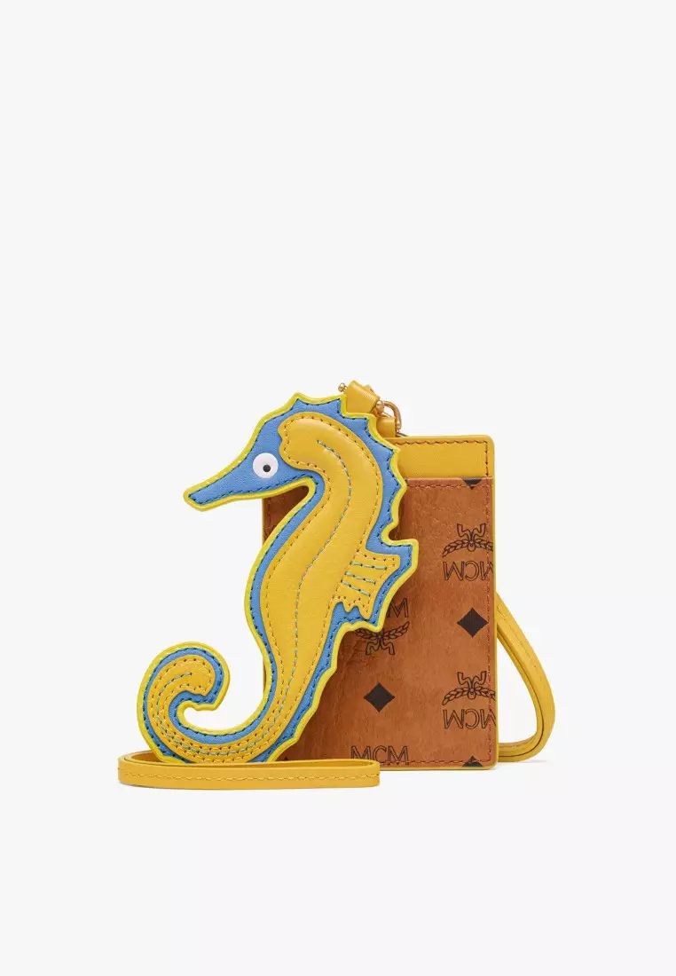 Aren Lanyard Card Case w/ Seahorse Charm in Visetos
