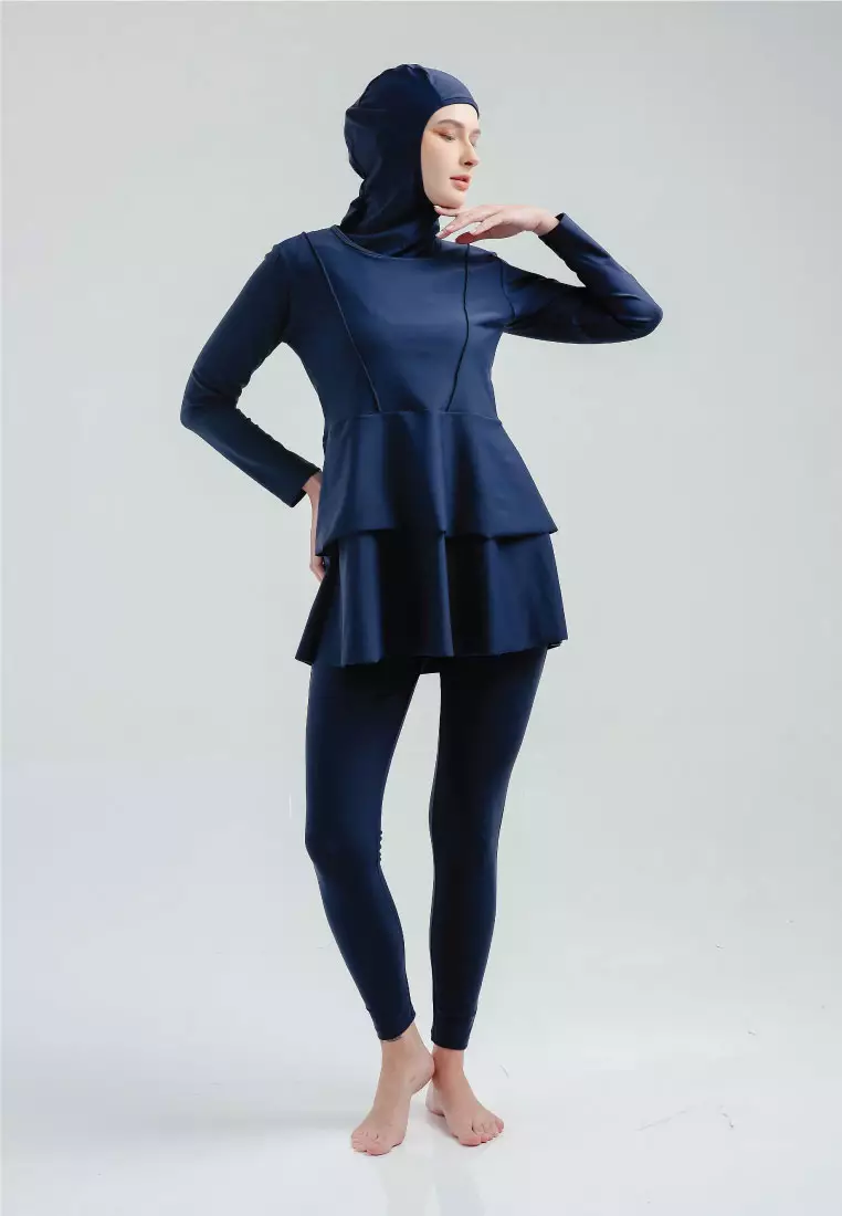 Layla Burqini Two Pieces Women, Baju Renang Muslim Wanita - True Navy