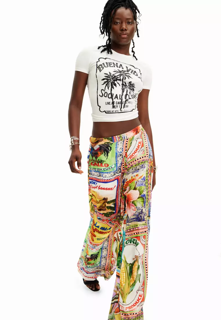 Stella Jean wide leg postcard trousers 