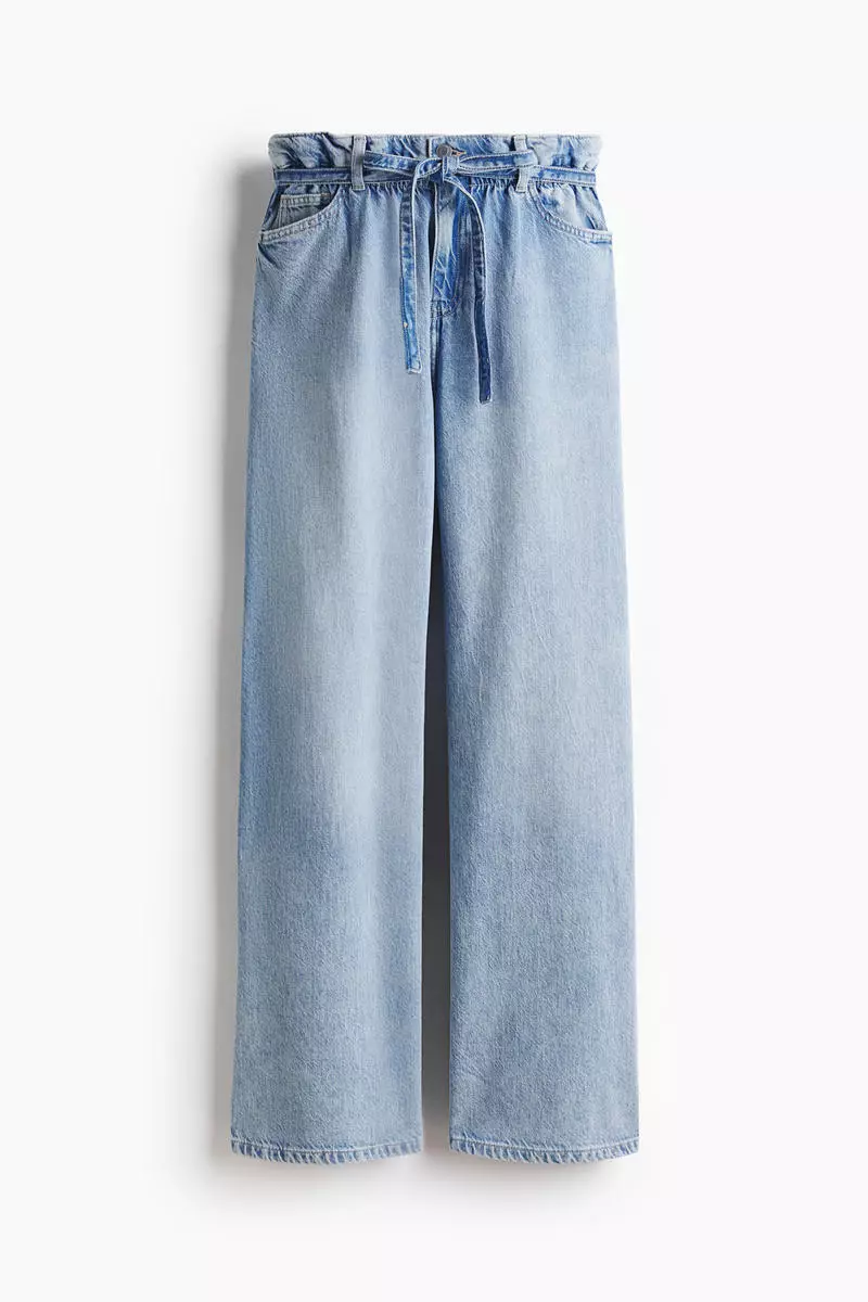 Belted paper bag jeans
