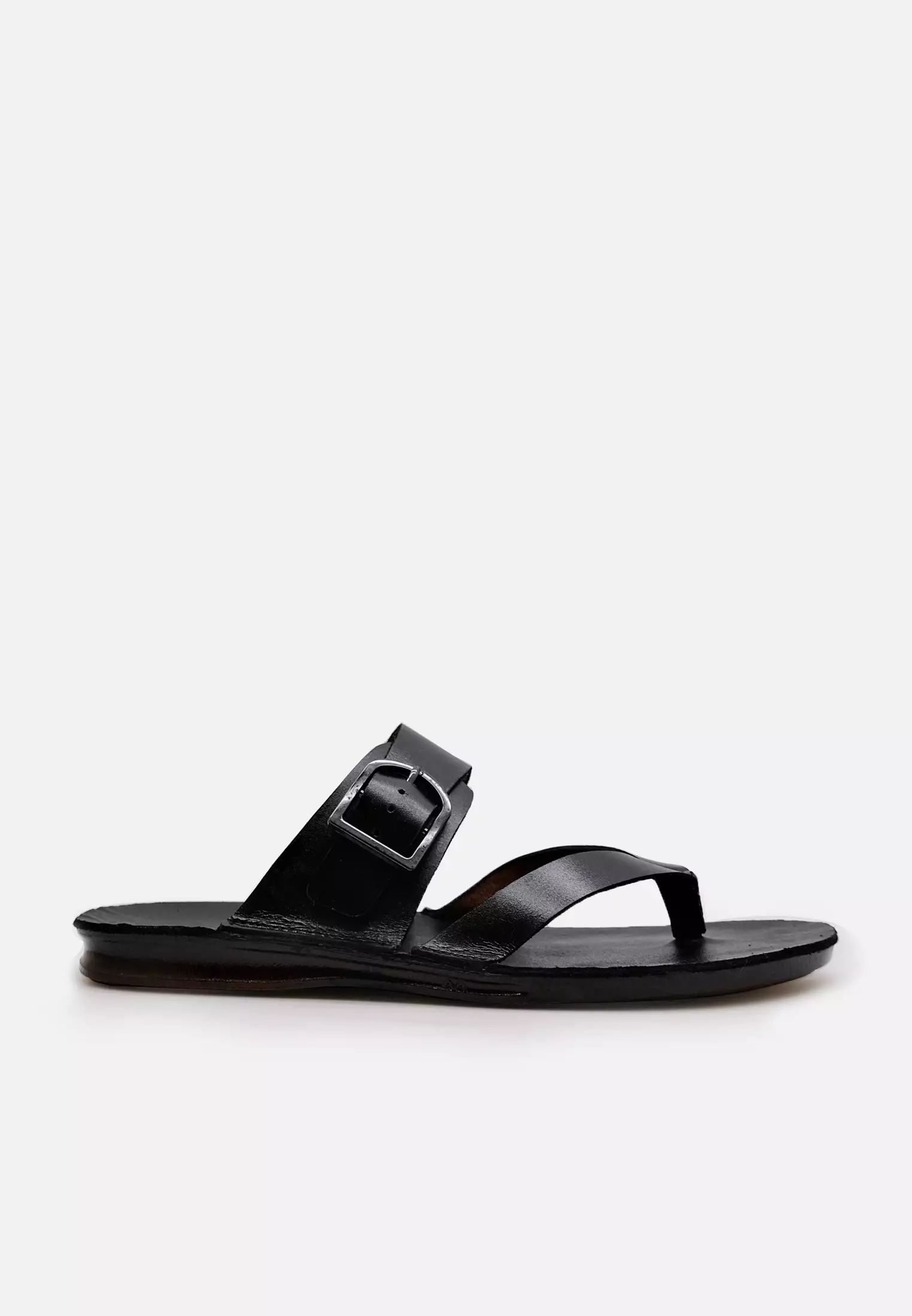 Trixy Sandal Pria Guinine Leather Anti Slip - Black