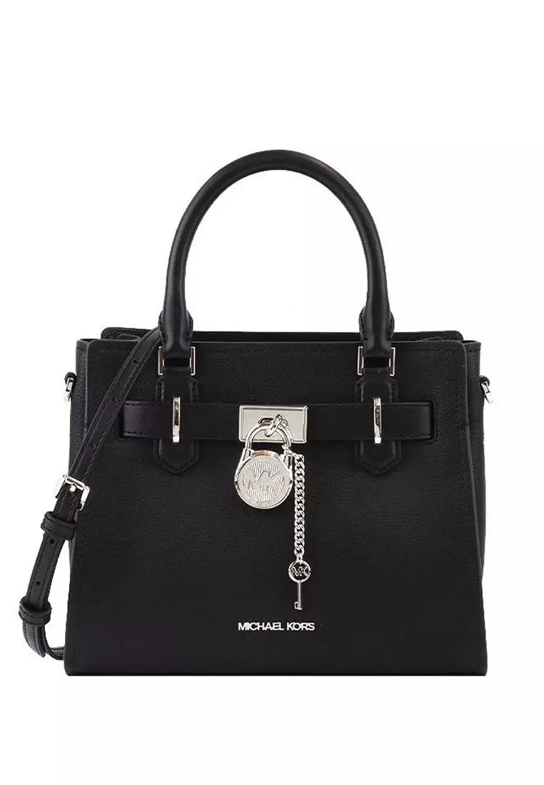 MICHAEL KORS ハンドバッグ モノグラム ブラック　ハミルトン Buy Michael Kors Hamilton Small Satchel (Silver Hardware) - Black