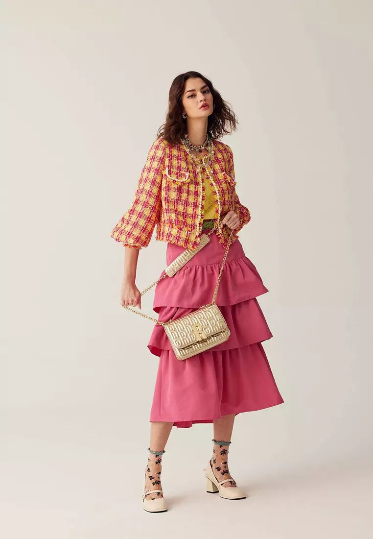 Yellow Red Checkered Tweed Jacket