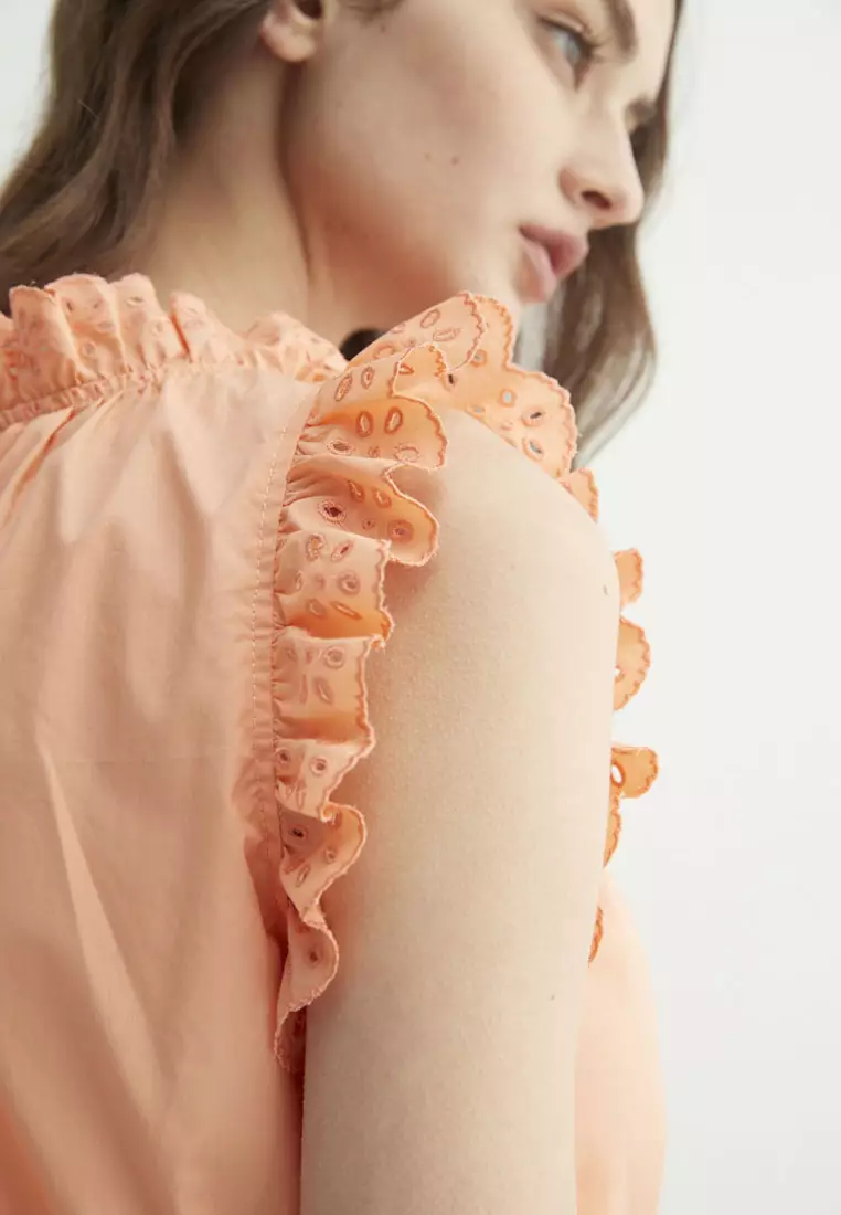 Lace Ruffle Detail Khaki Vest