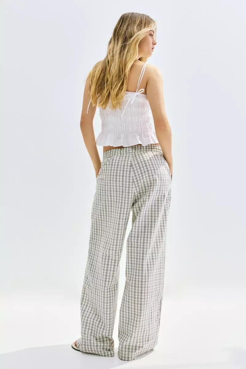 Seersucker drawstring trousers