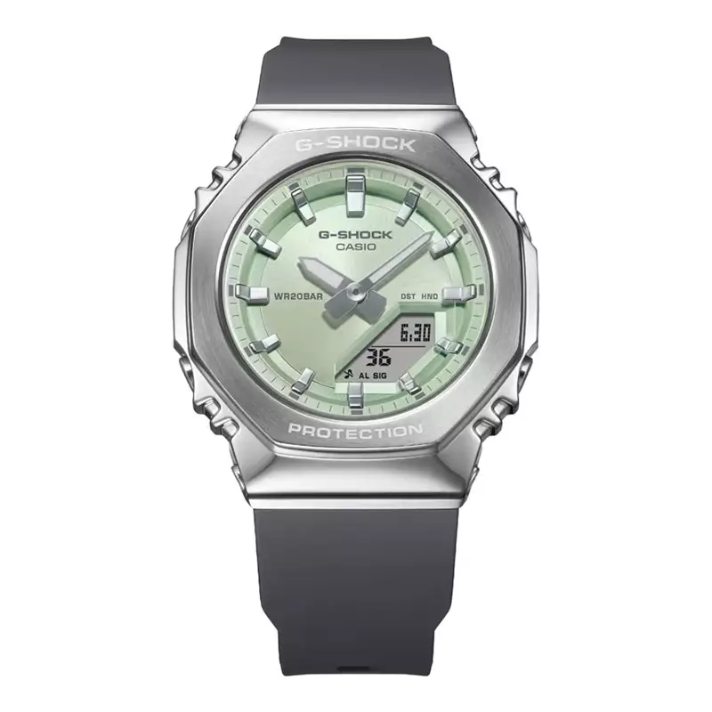 Jam Tangan Wanita Casio G-Shock GM-S2110-3ADR CasiOak Metallic Colour Series Green Dial Grey Resin Band