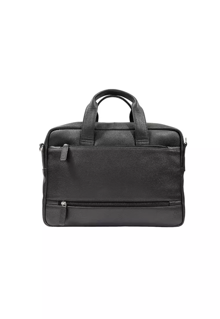 black leather laptop messenger bag